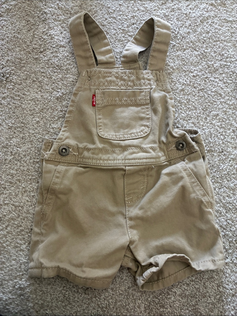 Levi's Tan Khaki Baby Short Overalls